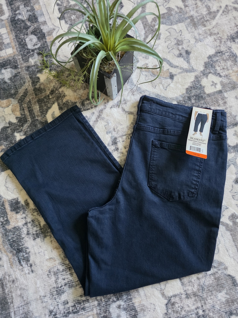 Women's Blank NYC High Rise Straight Leg Pant Inseam 27" Dark Blue 16/36